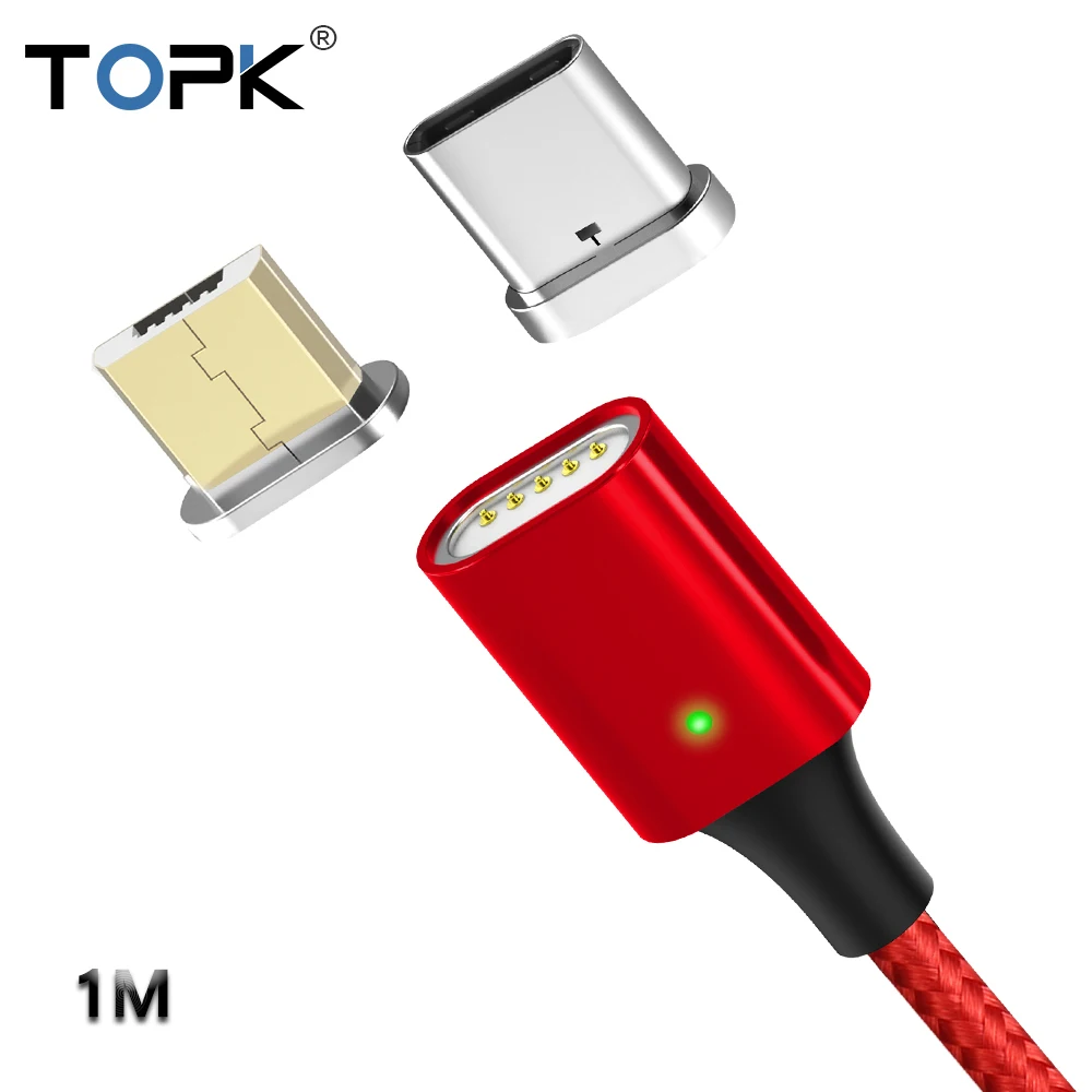 TOPK 1 м F Line1 Магнитный кабель usb с нейлоновой оплеткой Магнит Быстрой зарядки