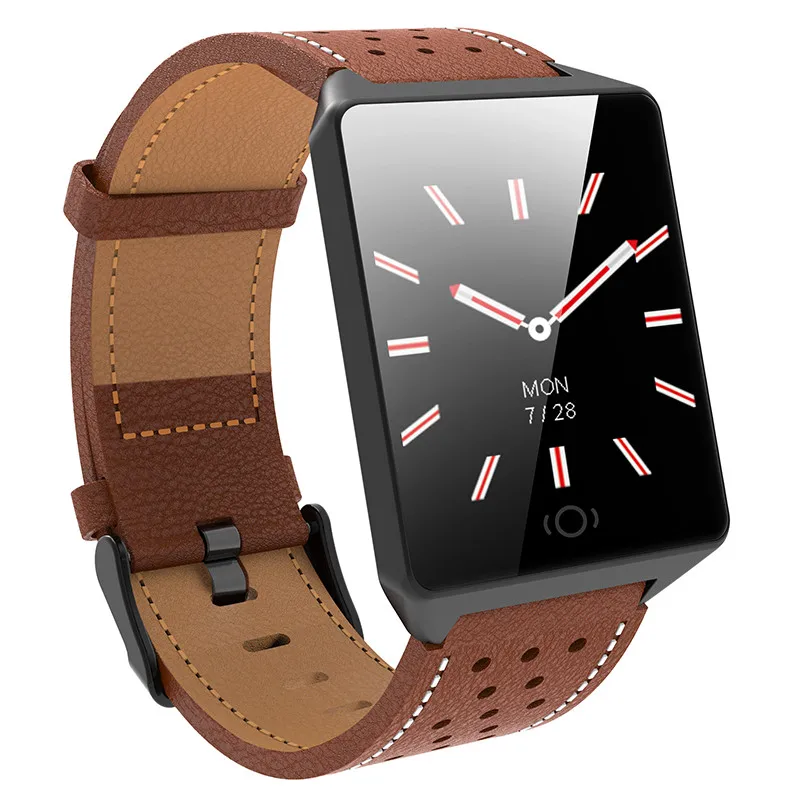 Brown Bluetooth умные часы для мужчин, водонепроницаемые, IP67, спортивные, камера, вызов, кожа, фитнес, умные часы для мужчин, женщин, для iPhone, Android, IOS - Цвет: Brown