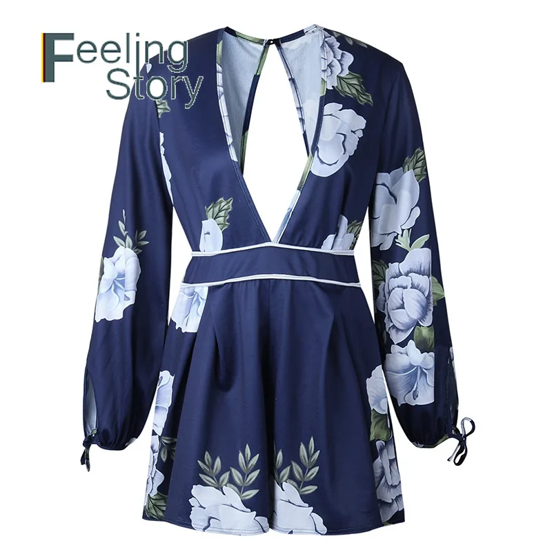 Boho сексуальное боди Цветочный принт женские комбинезон шорты спинки костюм