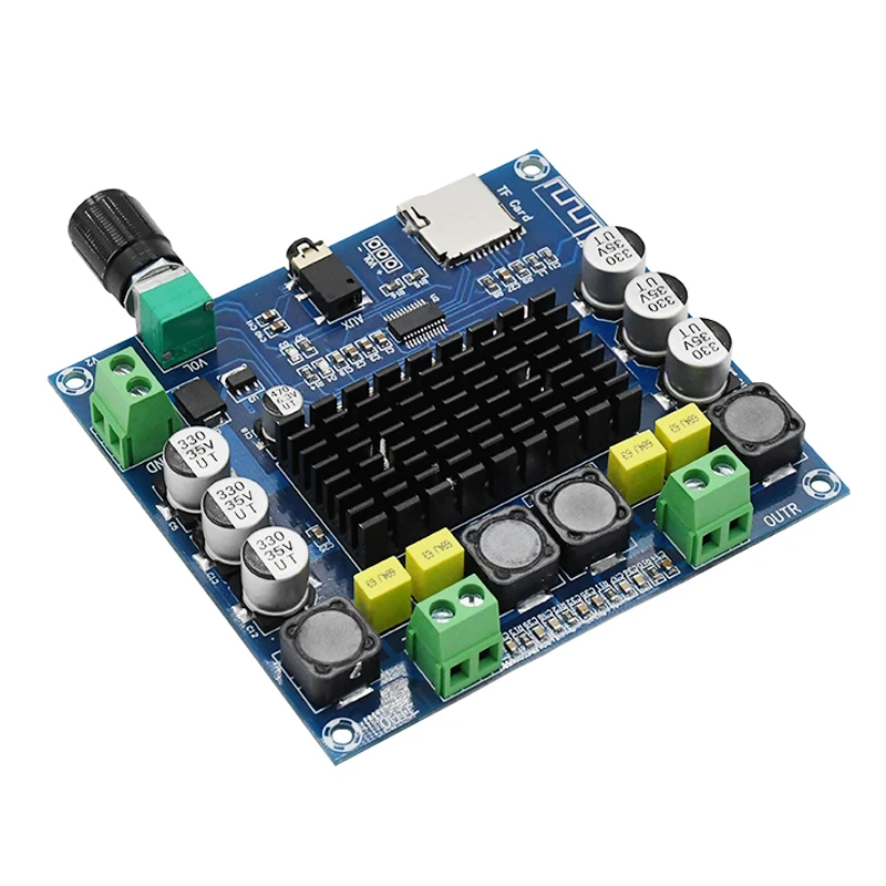 Плата цифрового усилителя мощности TDA7498 Bluetooth 5 0 поддержка TF карт AUX двухканальный
