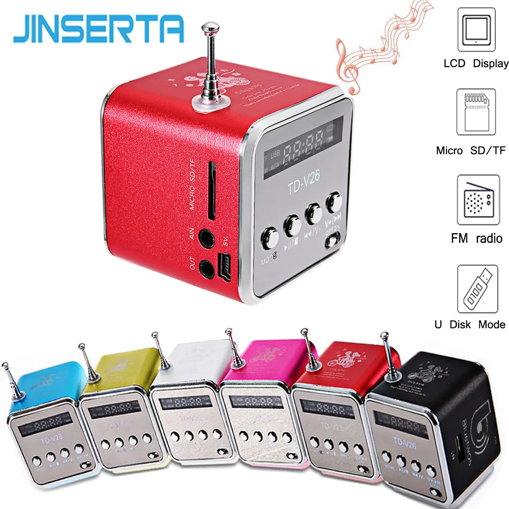 JINSERTA цифровой мини TDV26 портативный fm радио беспроводной динамик звуковая система