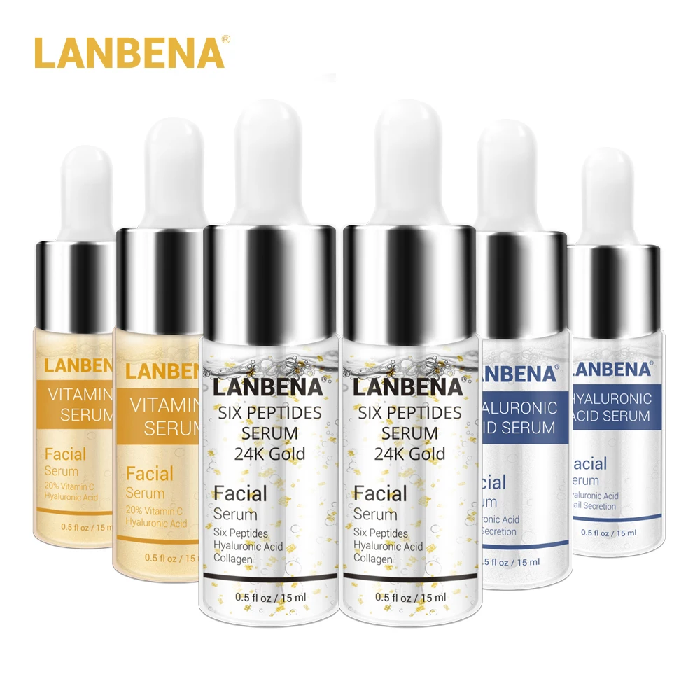LANBENA 6 шт. Сыворотка для лица 24 К золото шесть пептидов против старения Витамин С