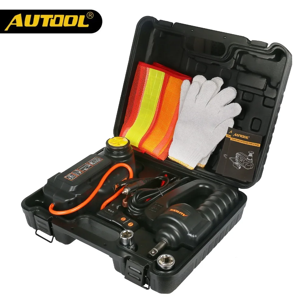 AUTOOL 12V DC 5T Hydraulic Jacks with Electric Wrench Kit Off-road Vehicle Repair Lifting Automotive Car Emergency Tool |