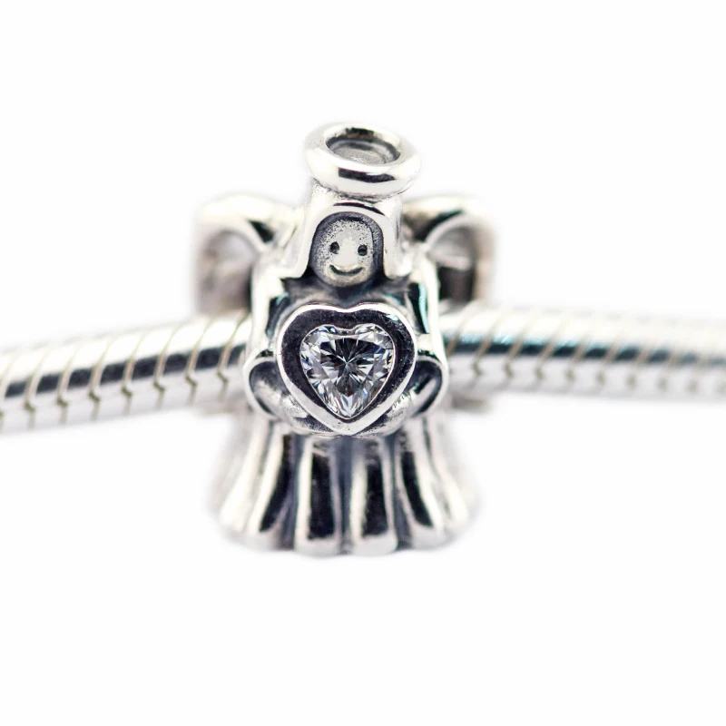 

DIY Beads for Jewelry Making Sterling-Silver-Jewelry Angel of Love Bead Charms Silver 925 Berloque Perles Women