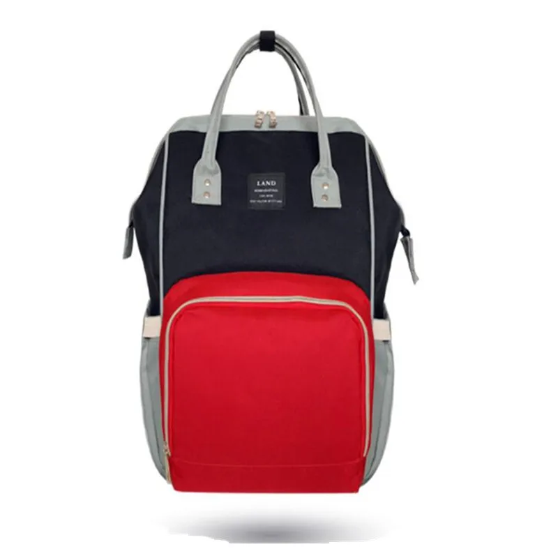 Black Red Аутентичные сумки для подгузников для мам, большой дорожный рюкзак для подгузников с защитой от потери на молнии, сумки для кормления детей, дропшиппинг - Цвет: Black Red