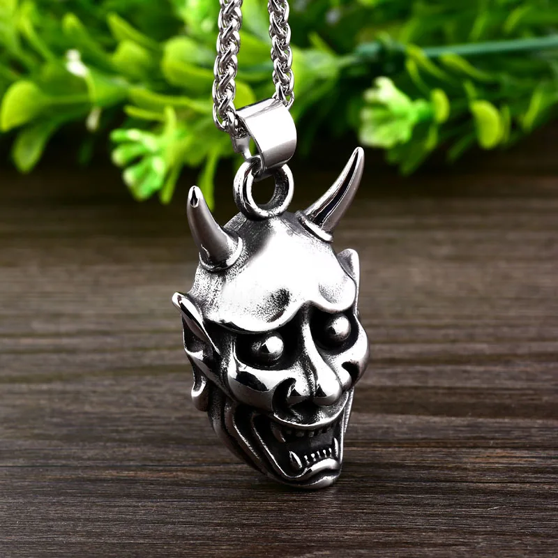 Байер нержавеющая сталь маски для Hannya ожерелье с подвеской маской бумажник