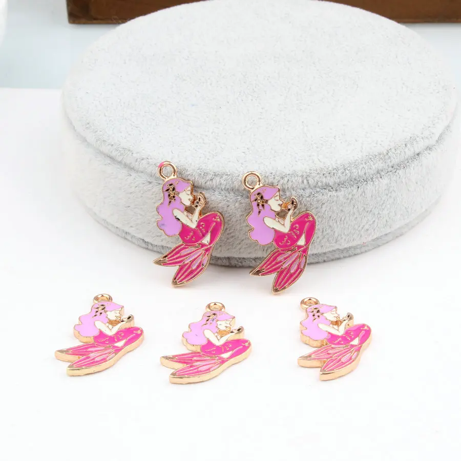 

10PCS Mermaid Enamel Charms for Jewelry Making Alloy Dangle Charms Pendant fit DIY Necklace Bracelet Drop Oil Accessories Craft