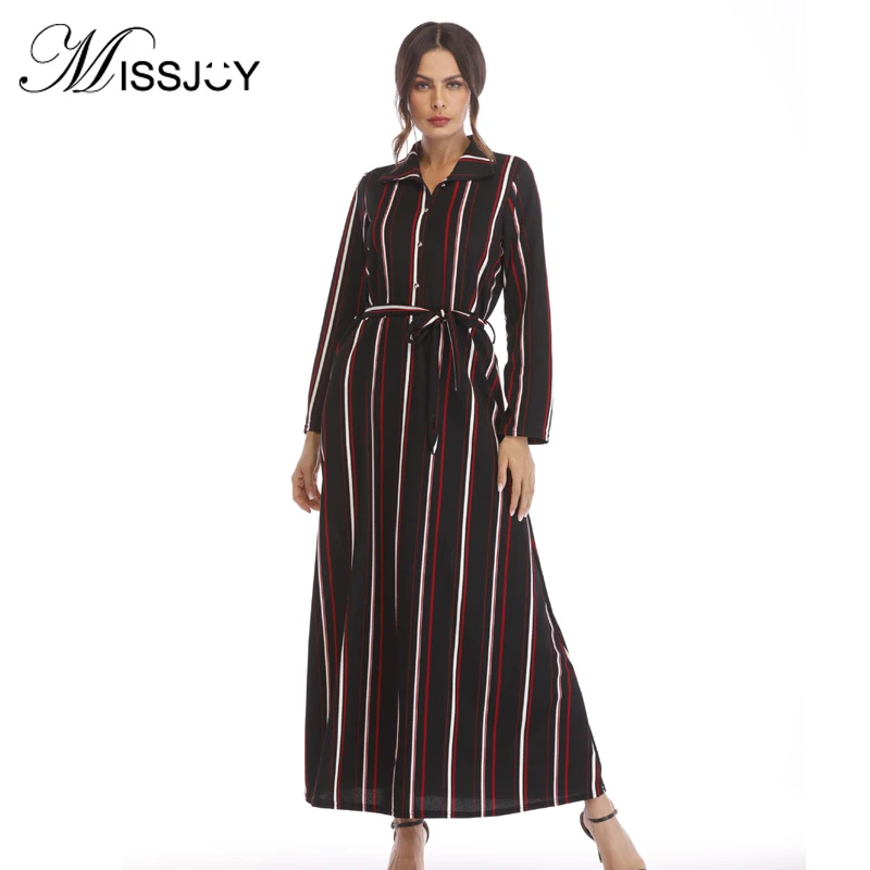 Женские длинные платья в полоску MISSJOY Повседневные Вечерние макси с длинным