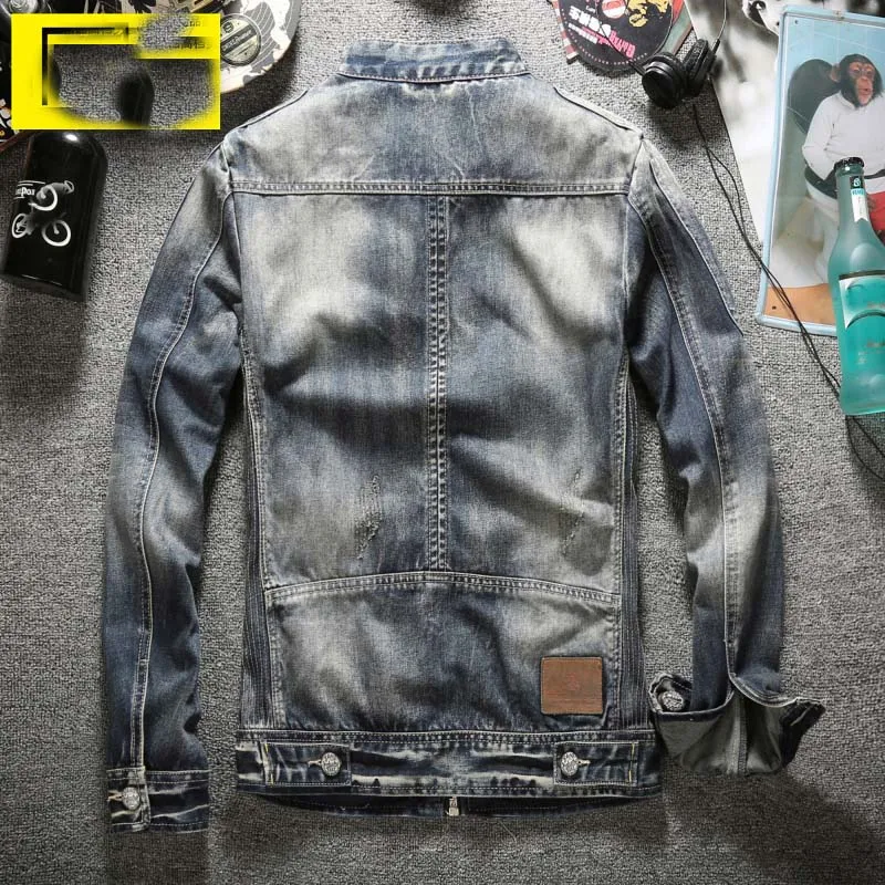 New Arrivals Mens Biker Jeans Jacket Coats Streetwear Patchwork Pattern Designer Male Suit Denim XXXL | Мужская одежда