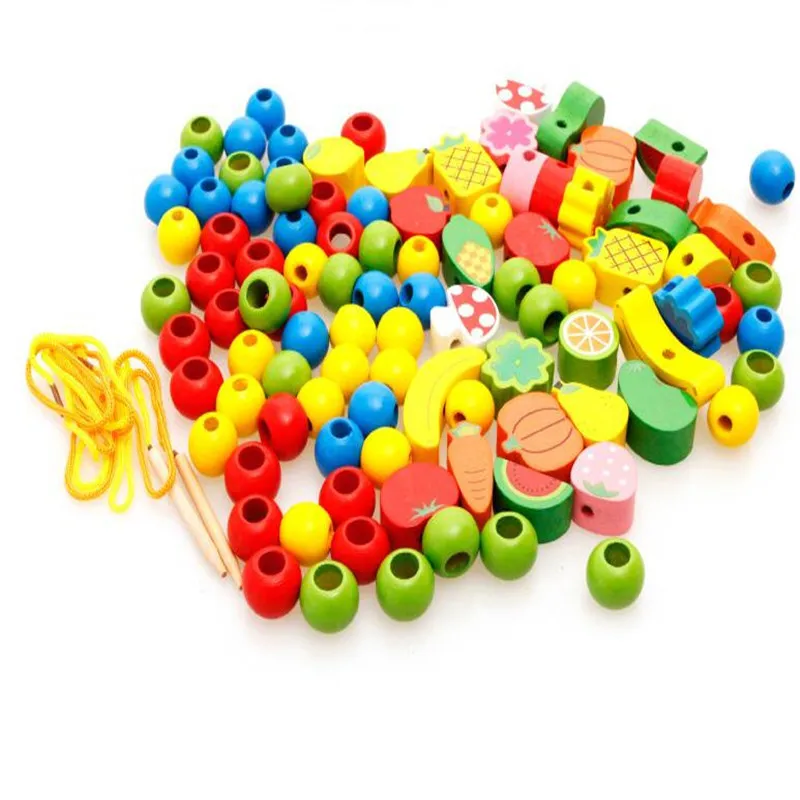 20X Wooden Fruit Hedgehog Creative Threading Lacing Stringing Beads Building Toys for Early Education | Игрушки и хобби