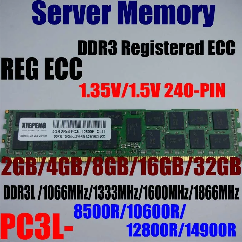 Память сервера DDR3 16 Гб 1866 МГц PC3 14900R 32 DDR3L 1600 12800R 8G 1333 10600R 8500R 1066 Registered ECC Оперативная