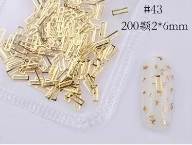 JS08-43 Смешанные формы Новое поступление полые гвоздики для нейл-арта металл/серебро 200 шт маникюрные аксессуары DIY Shell Slider гвозди PL8 - Цвет: JS08-43