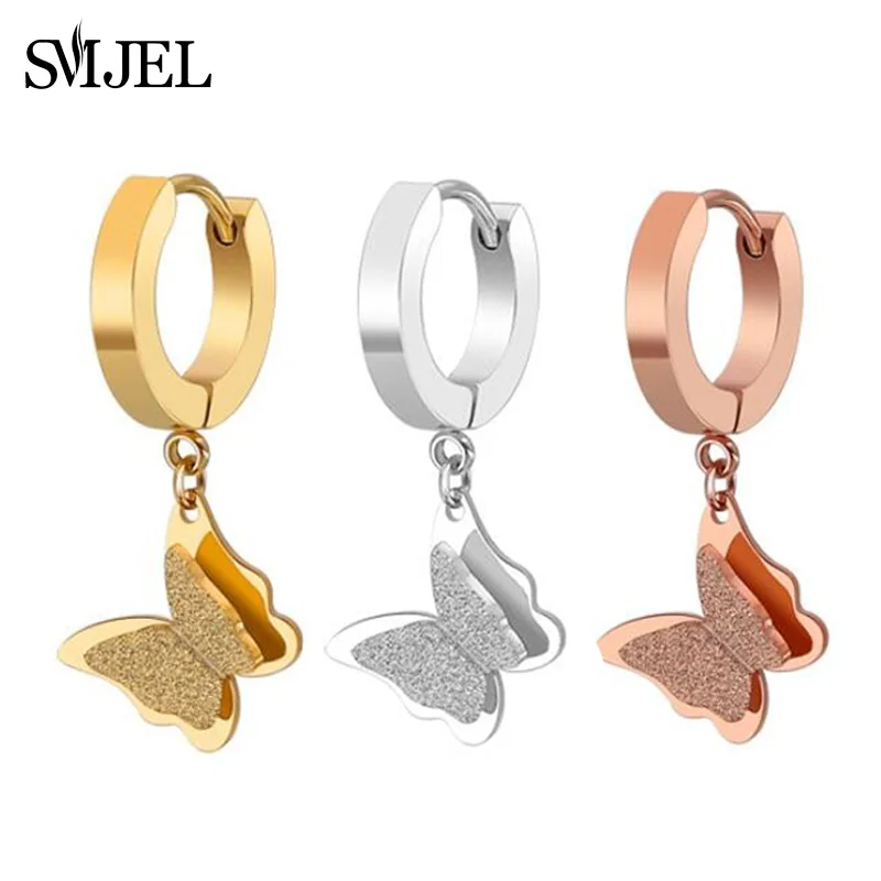 Серьги гвоздики SMJEL женские изящные украшения из нержавеющей стали под розовое