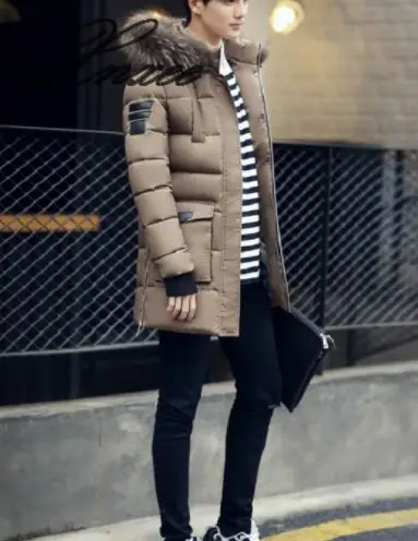 

New men's long down jacket cotton Korean men's jacket
