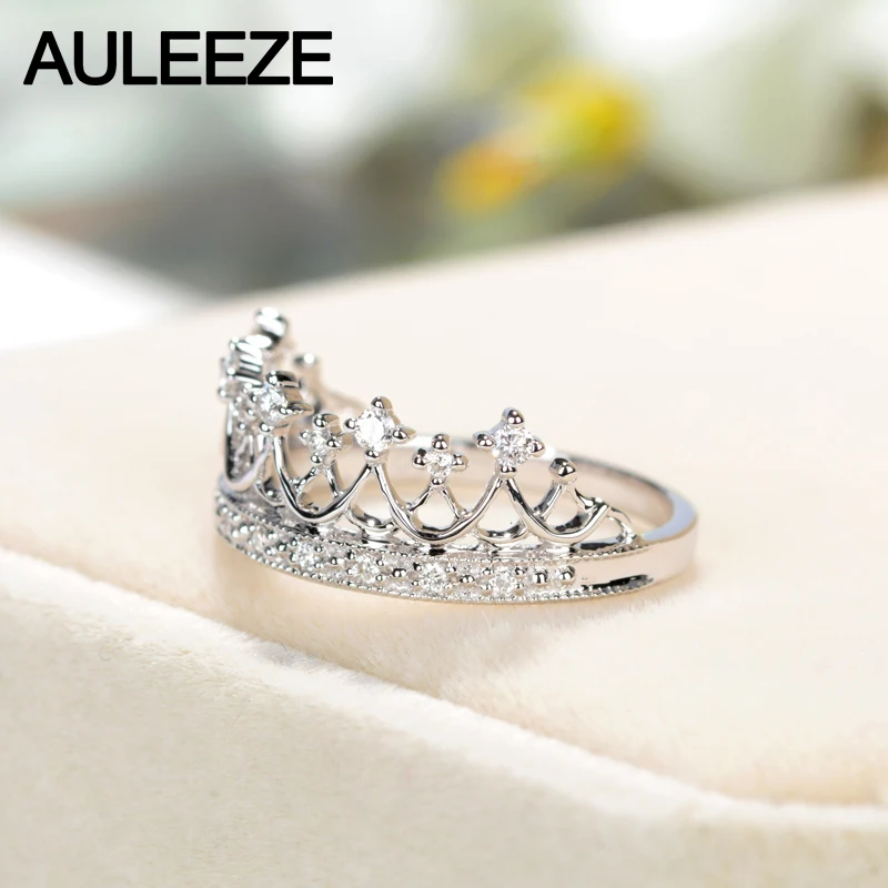 AULEEZE элегантное Золотое кольцо с короной принцессы обручальное настоящим