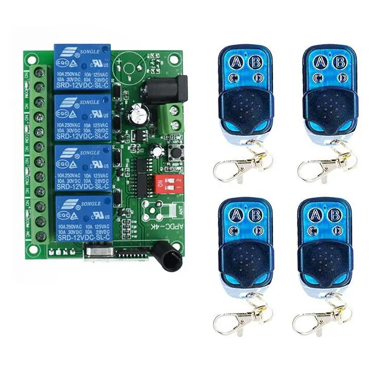 433 92 mhz DC 12V 4 CH 4way Беспроводной RF пульт дистанционного управления реле 1-4