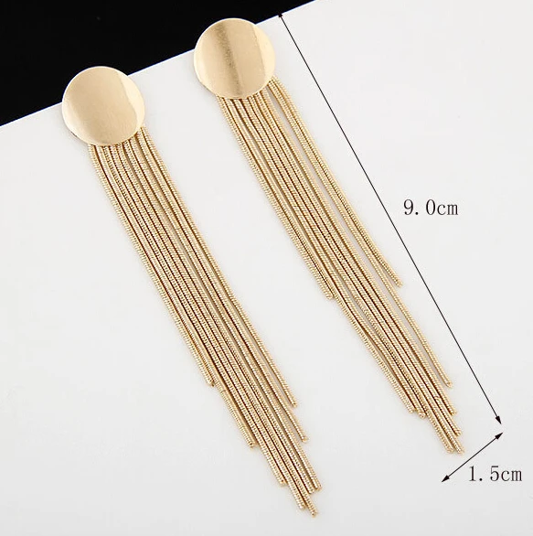 2015 модные длинные сережки с кисточками золото/Серебряные ювелирные изделия