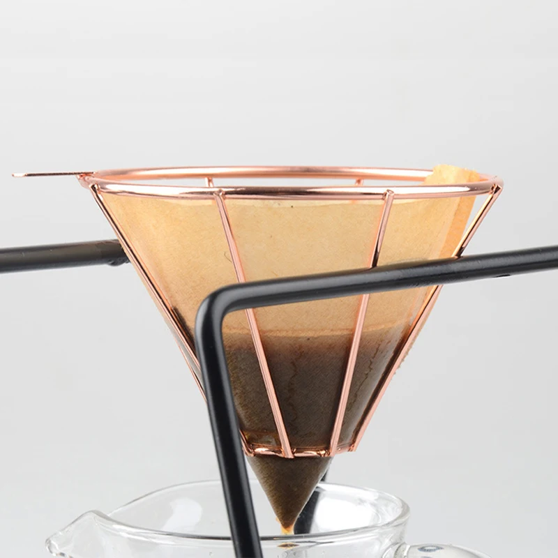 V60 металлические 1-4 чашки держатель фильтра для кофе медный варить капельного кофе фильтры аксессуары многоразовые воронки сетки фильтр корзины инструменты