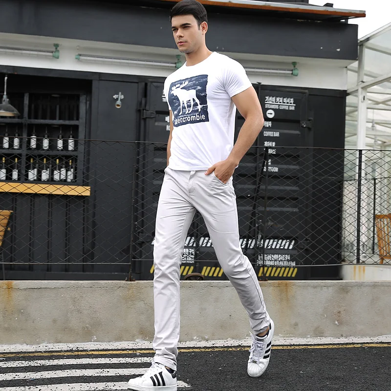 Slim Fit casual брюки мужские цвета хаки Плоская передняя прямая посадка army green Длинные