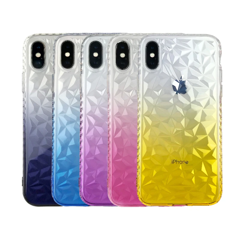 Роскошный прозрачный градиентный цветной чехол со стразами для iphone 7 8 Plus + 6 6S X Xs Max