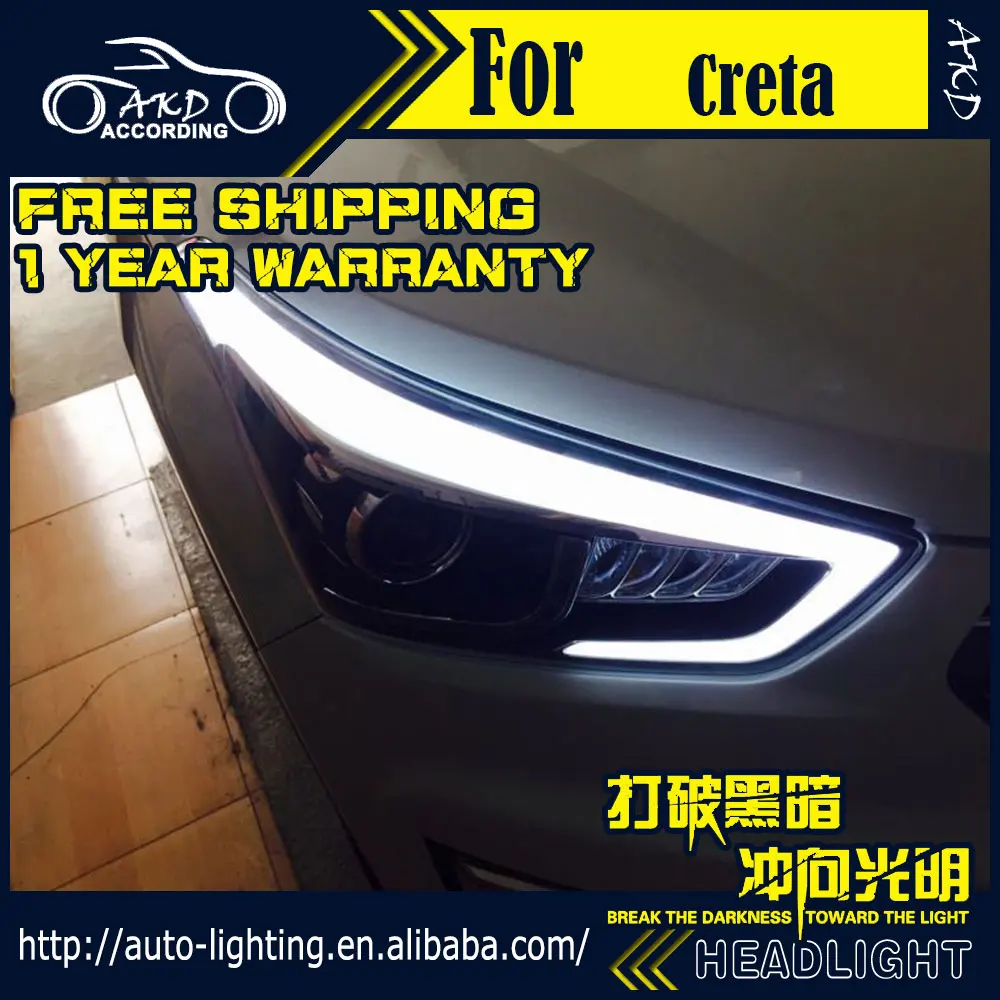 AKD автомобильный стайлинг фары в сборе для hyundai Creta фары би ксенон светодиодный фонарь IX25 светодиодный DRL HID передняя лампа аксессуары