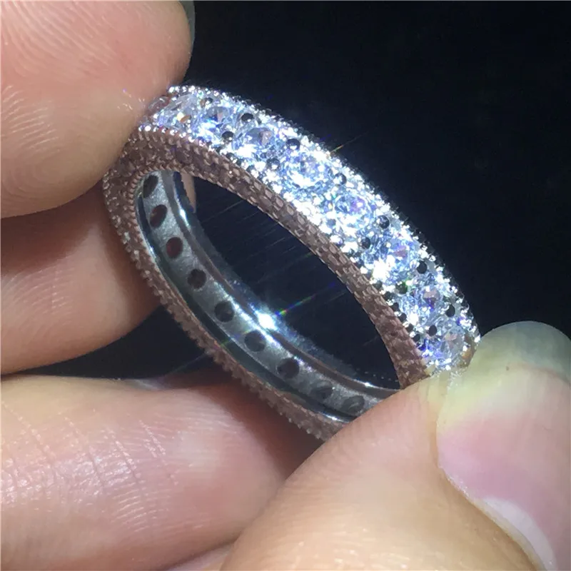 Кольцо Vecalon Eternity Promise Стерлинговое Серебро 925 пробы 3 ряда Pave AAAAA Cz state для мужчин t