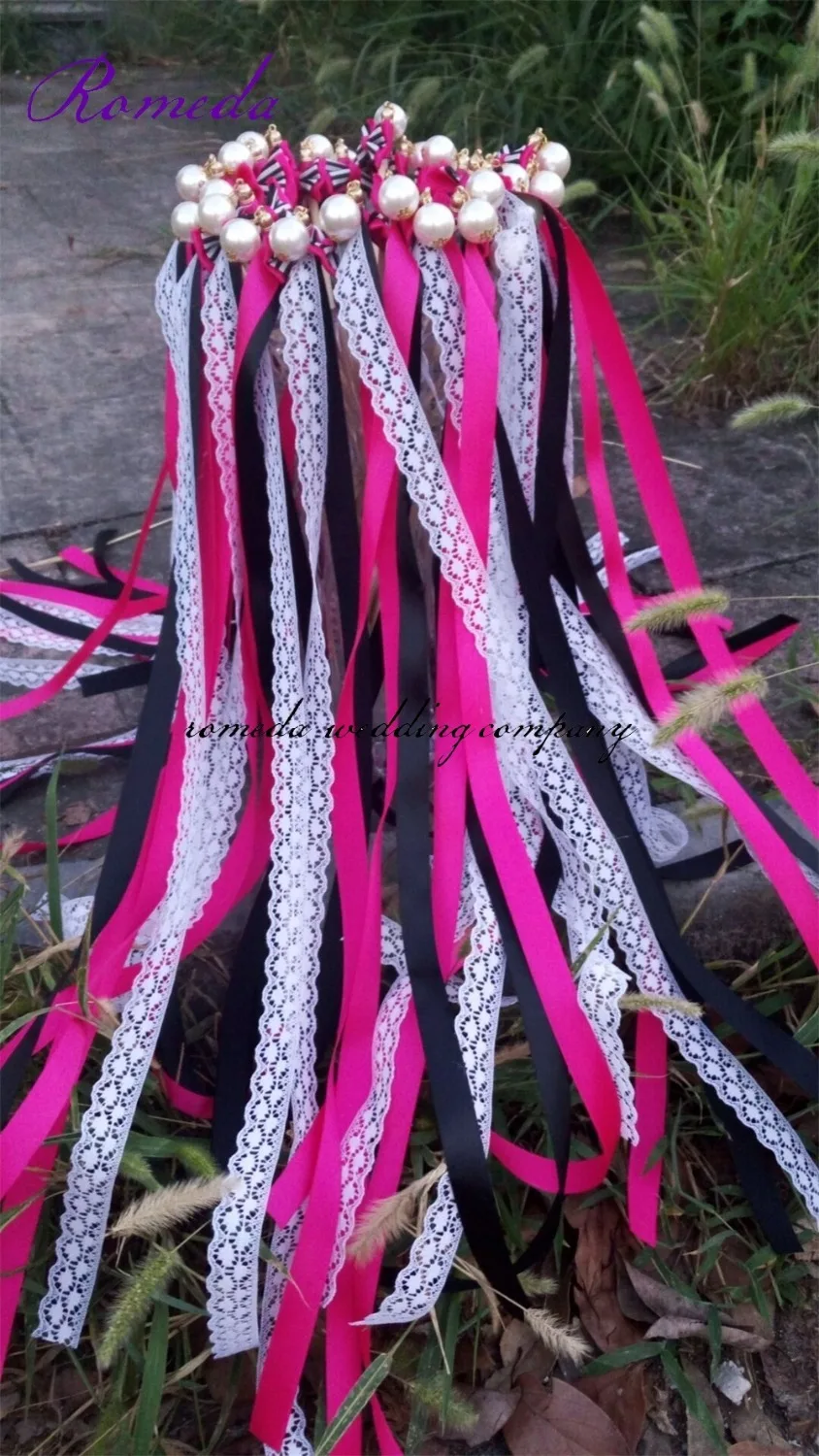 10pc /lot Wedding Ribbon Wands Stick With Pearl and Bowknot For Party | Дом и сад