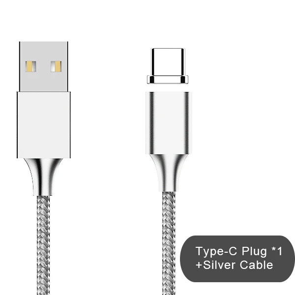 1 type-c plug silver Магнитный зарядный кабель NOHON Firmy для iPhone X 8 Plus XS XR, быстрое зарядное устройство Micro usb type C для samsung S9, Линия синхронизации данных - Цвет: 1 type-c plug silver