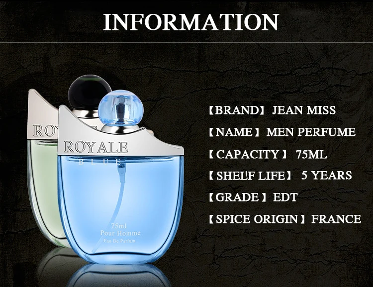 JEAN MISS Royale, стойкие ароматы, ароматизатор, бренд 75 мл, парфюм для мужчин, парфюм, распылитель для тела, флакон с распылителем, стеклянные Мужские духи M27