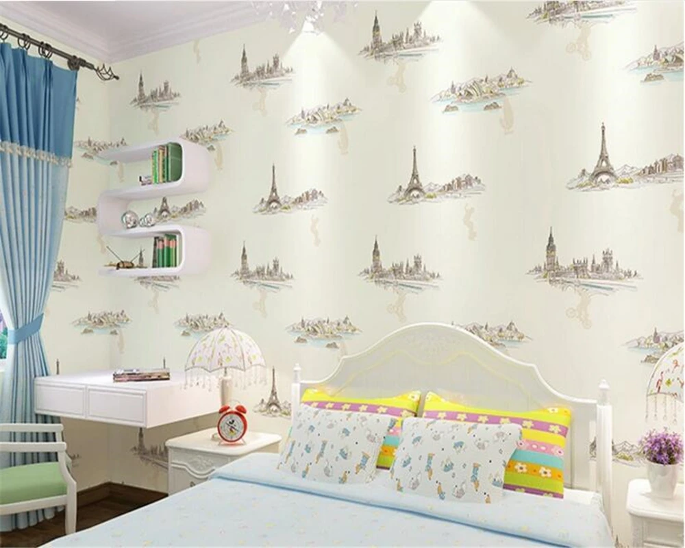 beibehang Kids stereo wallpaper personality fashion boy girl room bedroom green background wall papers home decor papier peint |