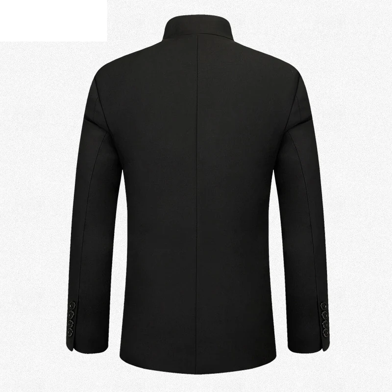 Черный китайский Костюм Туника мужские традиционные костюмы с воротником