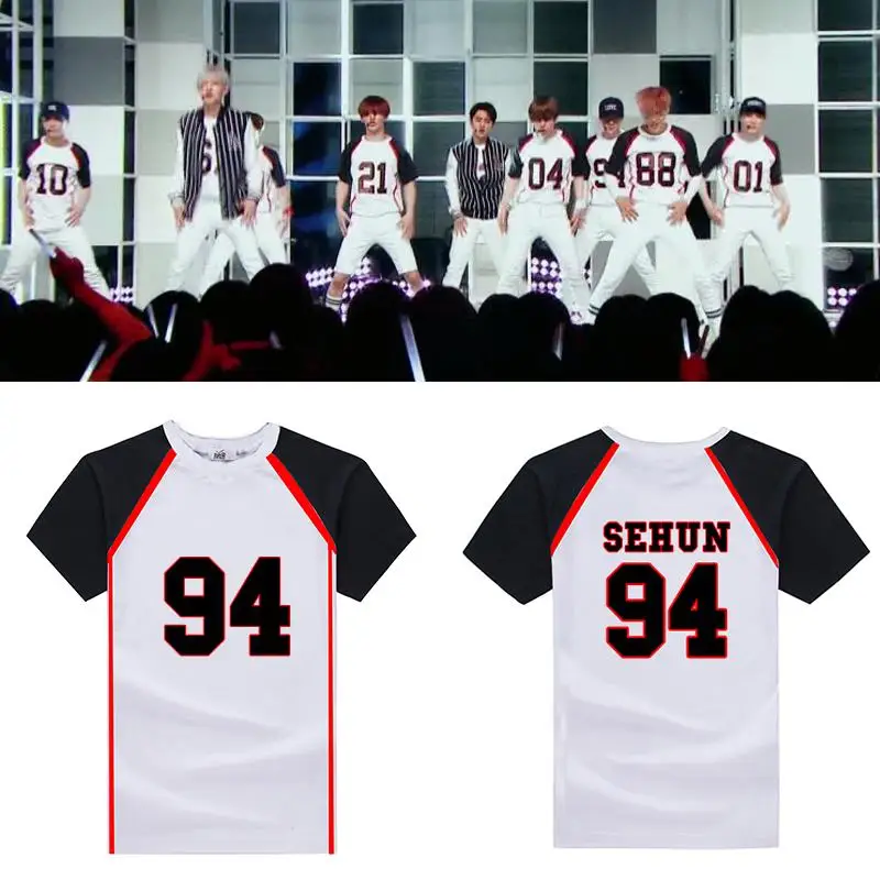 Новый EXO Love Me Right sehun baekhyun хлопковая белая футболка свободные летние рубашка с