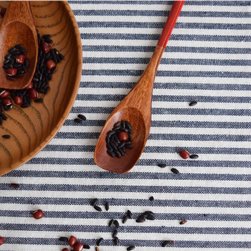AIRCHR 10PCS Wood Spoon Small Black Red Handle Baby Rice Shovel Children Eco Friendly Asian | Дом и сад