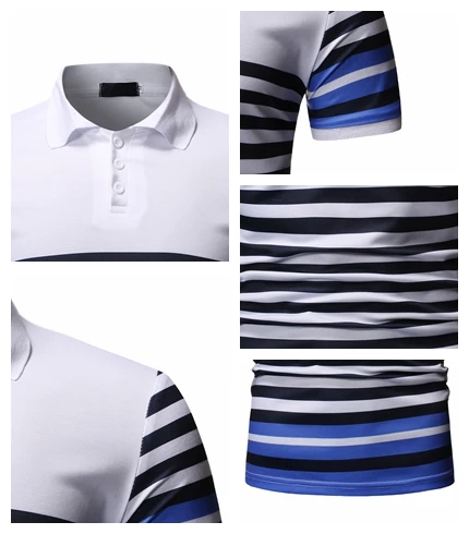 

New Polo Shirt Summer Business Casual Striped Top Classic Printed Men'Spolo Shirt