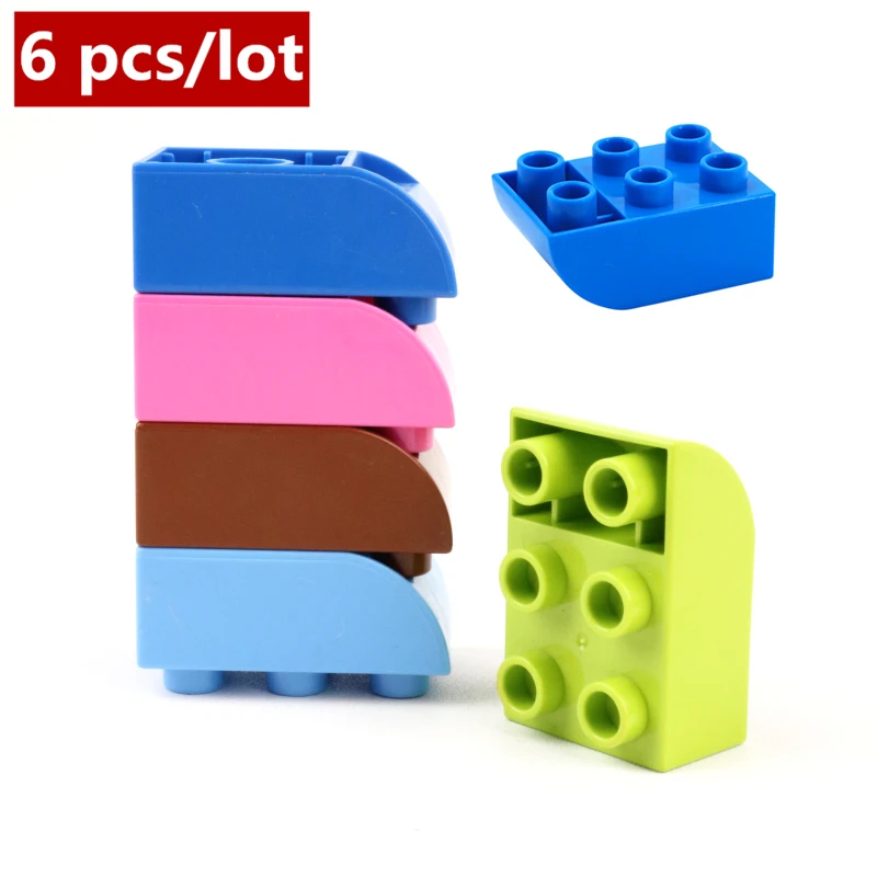 6 шт./лот 2x3dots изогнутые Двусторонняя кирпичи большие частицы строительные блоки