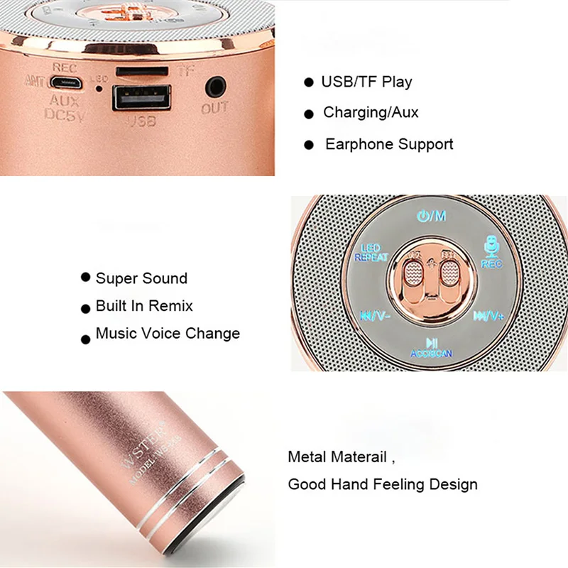 WS668 беспроводной Bluetooth караоке микрофон динамик TF карты/U диск музыка играет