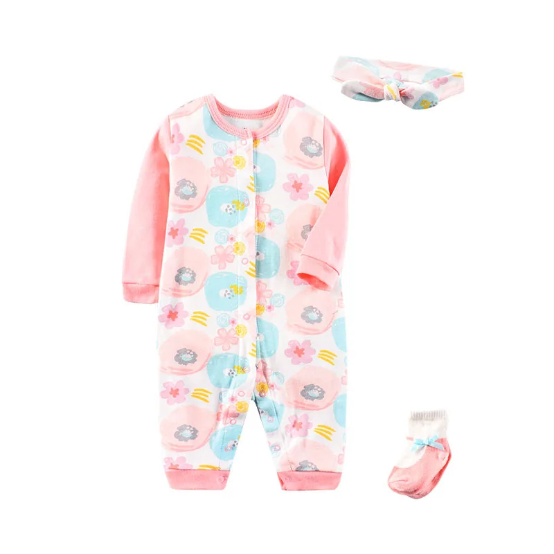 2019 Cute baby Clothing Sets cotton boys girls clothes suits Newborn girl suit 3pcs long sleeve romper+socks+cap kids clothing | Детская