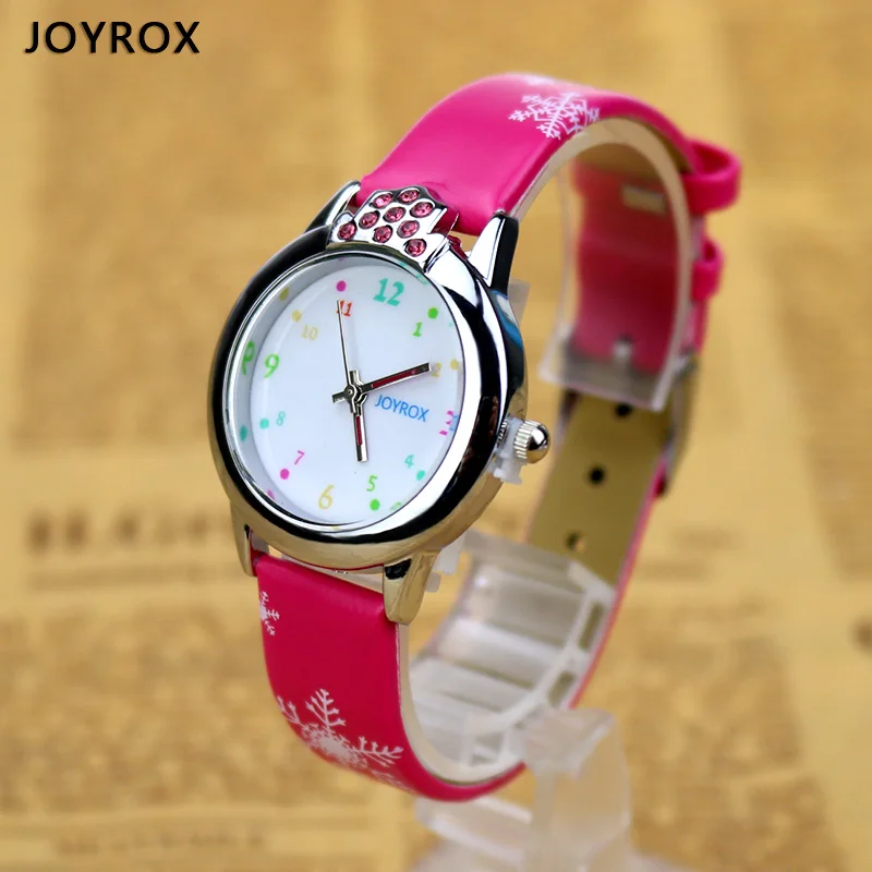 

JOYROX 6 Colors Children Wrist Watch 2018 New Cartoon Quartz Child Kids Watches For Girls High Quality Leather Strap Boys Clock