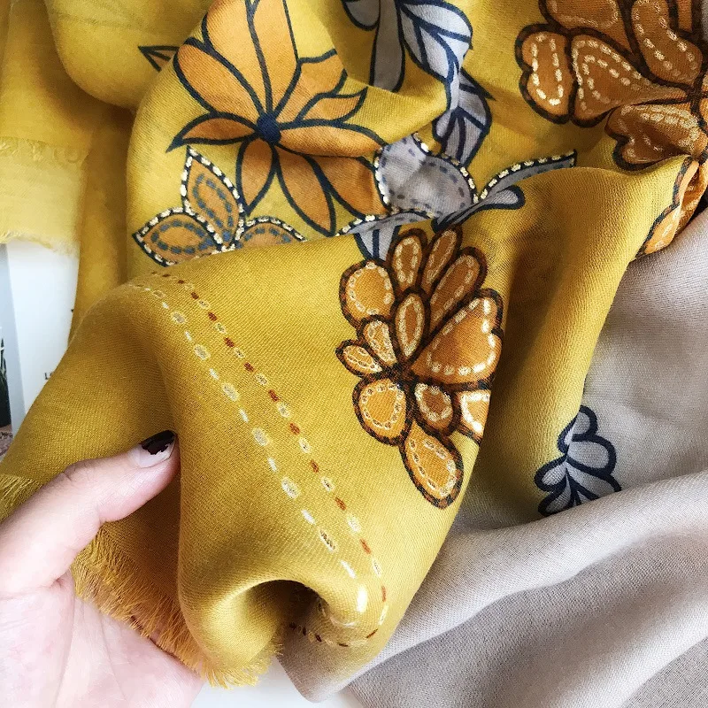 Новинка 2018 зимние шарфы для женщин шали и обертывания винтажные Цветочные