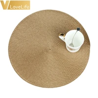round weave placemat fashion pp dining table mat disc pads bowl pad coasters waterproof table cloth pad 38cm diameter
