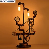 BOCHSBC Water Pipe Desk Lamp Light for Bedroom Study Room Bar Iron Loft Table Lights with Axl Chain Decorative Lamps Luz de mesa