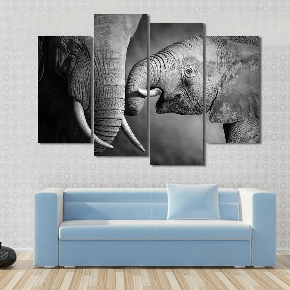 4 шт./компл. холст два слона показывающие любовь HD Картина на холсте украшение для