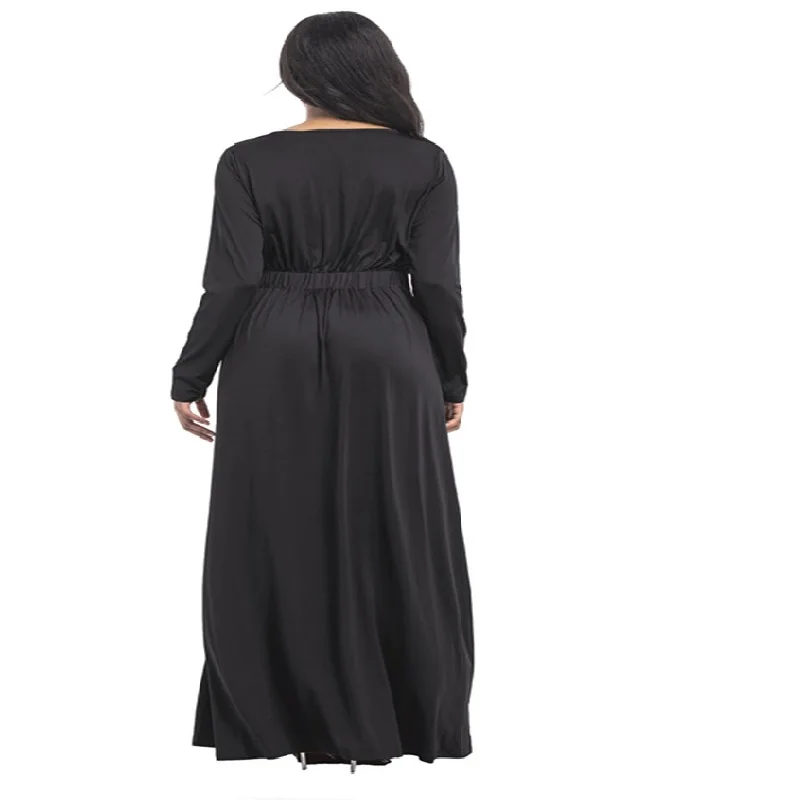 

New Autumn Women Dresses Vestido Fashion Plus Size Slim O-Neck Hollow Out Sexy Full Sleeve Dress For Women Large Size One-Piece