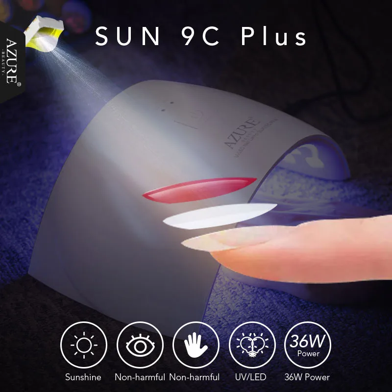 Лазурная красота 36 Вт Сушилка для ногтей гель лак SUN 9C PLUS с 18 светодиодами сушилка