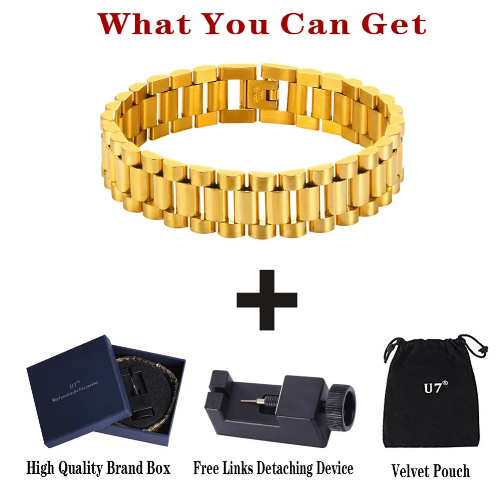 Роскошный браслет из звеньев цепи мужские ювелирные изделия нержавеющей стали