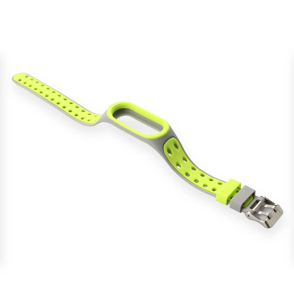 Gray green Двухцветные силиконовые браслеты с пряжкой для Xiaomi mi Band 4 ремешок на запястье спортивный пористый вентиляционный ремешок mi Band 3 умный Браслет - Цвет: Gray green