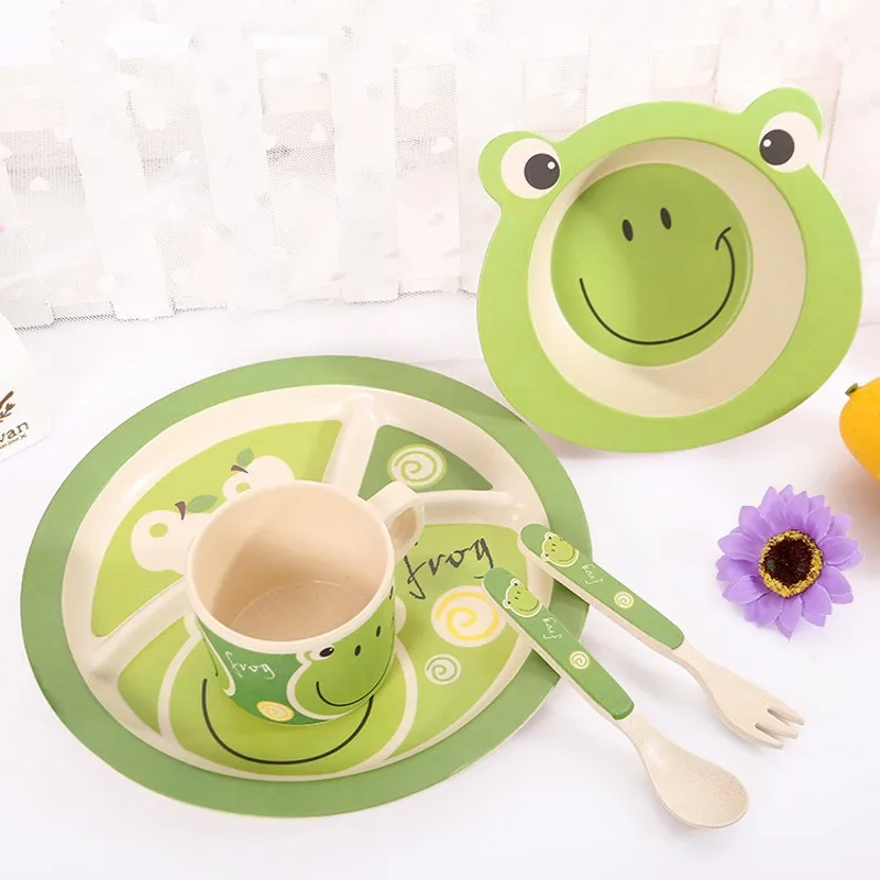 Экологическая посуда для малышей набор детской посуды из бамбукового волокна 5