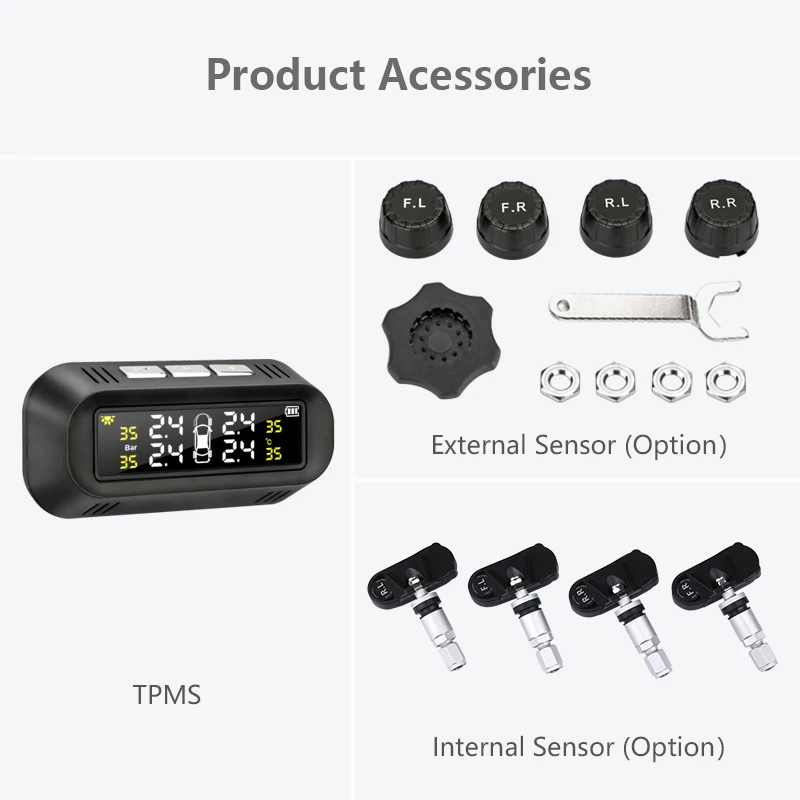 JMCQ Солнечная TPMS Автомобильная сигнализация давления в шинах монитор система