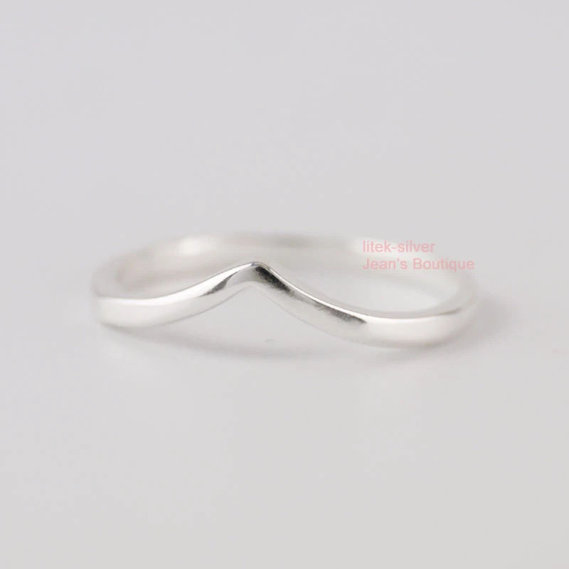 Кольцо средней длины на палец из стерлингового серебра 925 пробы Wishbone Chevron Dainty