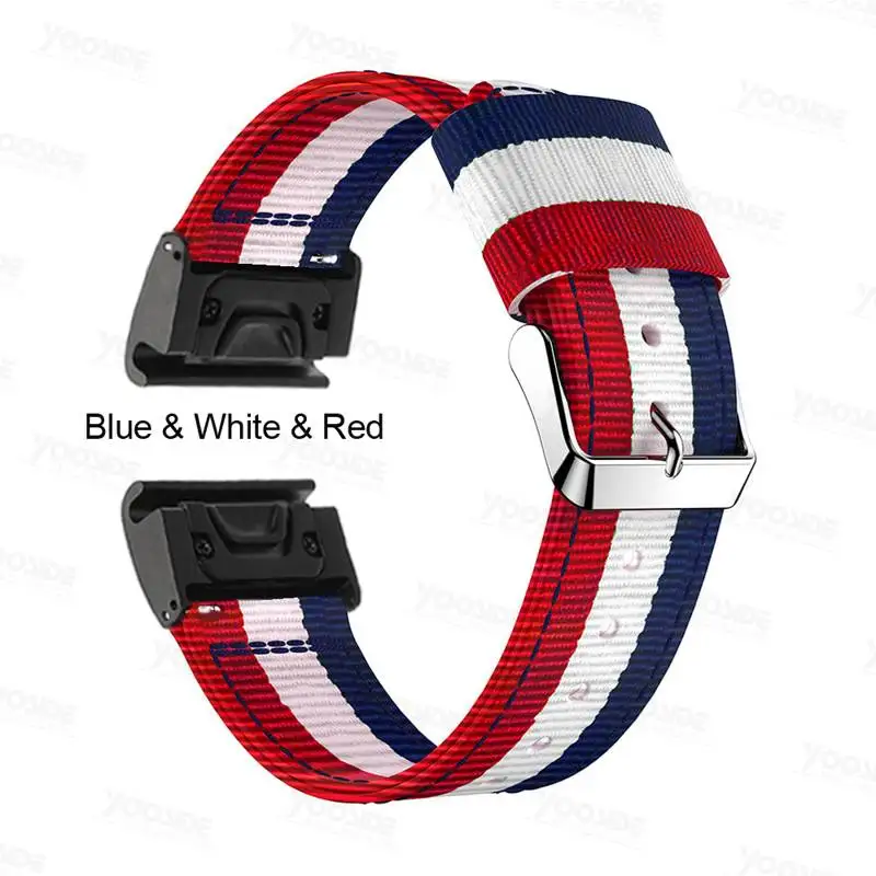 Blue White Red Для Garmin Fenix 5X26 мм Быстрый крой тканый нейлоновый ремешок спортивный ремешок для Fenix 3/3 HR/D2/спуск Mk1 мировой Национальный флаг полоса - Цвет: Blue White Red